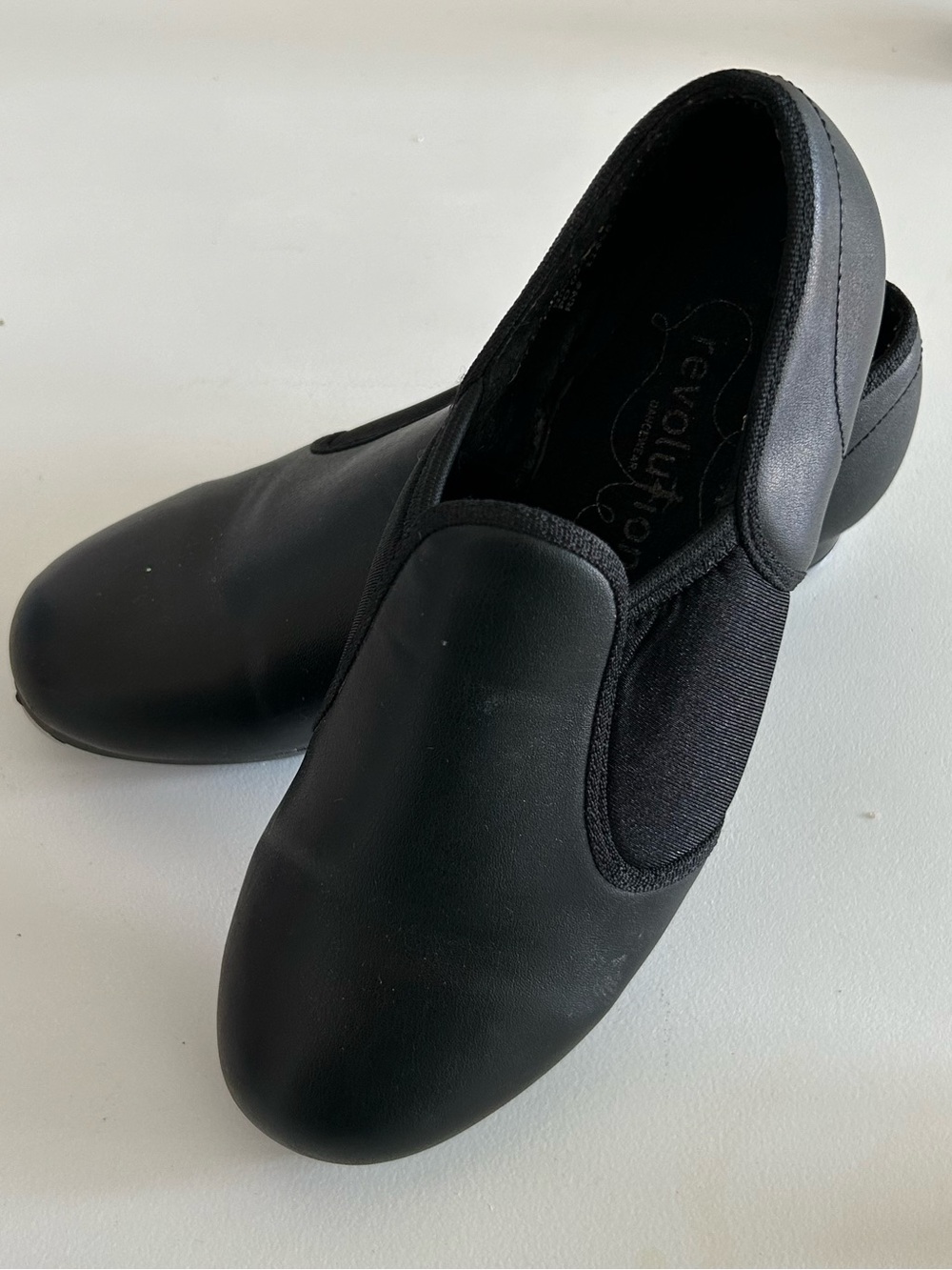 Kids Black Slip-On Dress Shoes with Elastic Panels